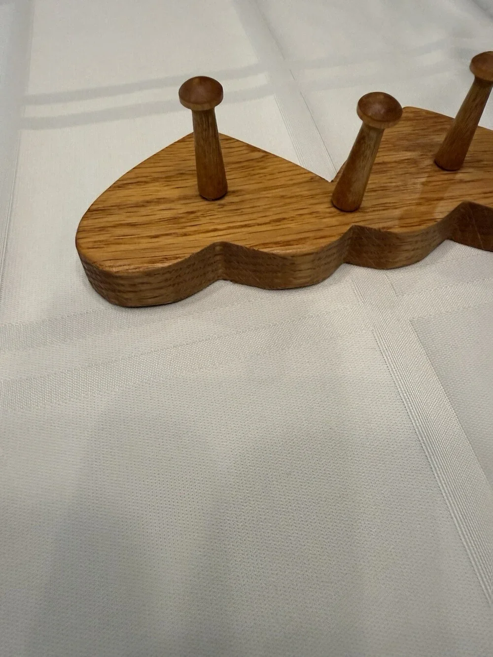 Vintage Oak Wood Heart Peg Rack Wall Hanger Country Cottage McFadden 5-Heart